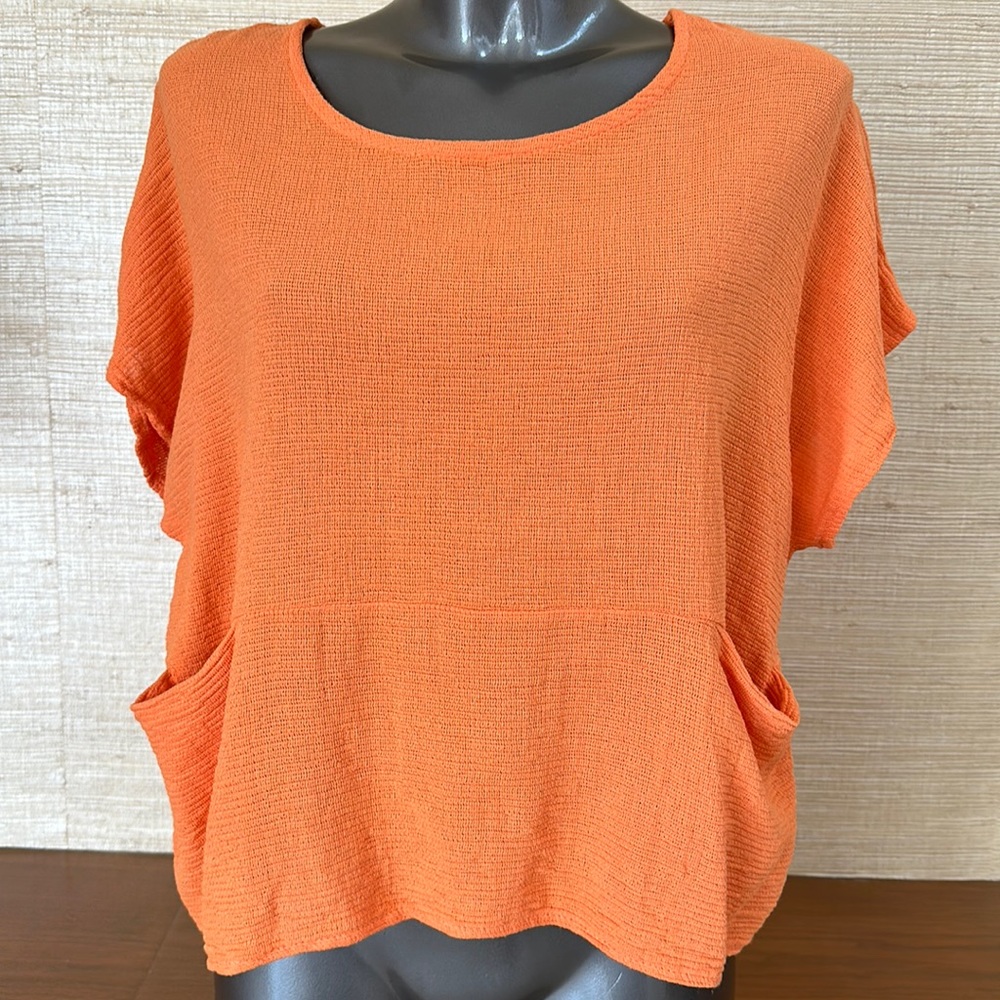 Oversized cotton top in hand dyed orange. New with tags from Sundance.